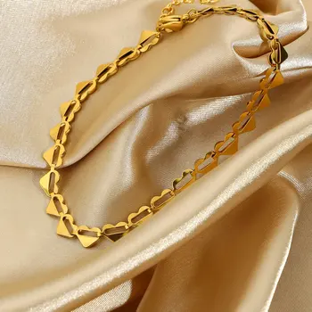 Paprasta Tuščiaviduriai Širdies Grandinės Anklets Moterų Pėdų Papuošalai, Aukso spalvos 316L Nerūdijančio Plieno Anklets