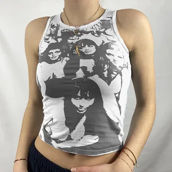 Pasėlių top Women marškinėliai tankų moterų 2021 Y2K moterų Camisole Estetinės E-girl Apkarpytos Gotikos Harajuku Punk Stiliaus Mini Liemenė
