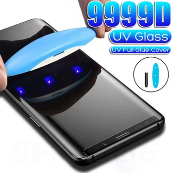 Pilnas draudimas UV Grūdintas Stiklas Samsung Galaxy S8 S9 S10 S20 S21 Plius 20 Pastaba Ultra S10E Pastaba 8 9 10 21 Ekrano Apsauginis Stiklas