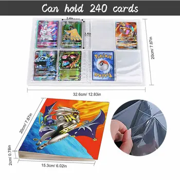 Pokemon Kortas Albumą Knygos TAKARA TOMY 240Pcs Anime Žaidimo Kortelės EX GX Kolektorių Laikiklis Rišiklio Katalogą Viršaus Pakraunama Sąrašą, Žaislai Vaikams