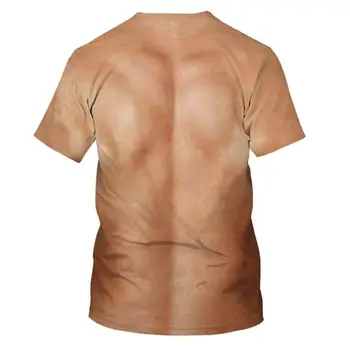 Populiariausi Naujų Juokinga 3D Raumenų Vyrų Vasaros trumpomis Rankovėmis Fitneso Tee Kietas Streetwear Spausdinti Padirbtus Raumenų T-Shirt