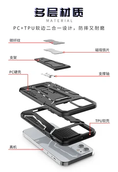 Prabanga atsparus smūgiams, Anti-patenka Sunkiųjų Apsaugos Pareikšti Nematomas Magnetinis Laikiklis Telefono dėklas Xiaomi Redmi Poco X3 NFC Pro Galinį Dangtelį