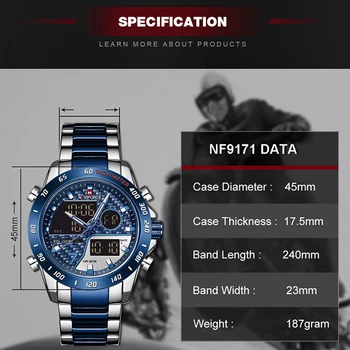 Prabangos Prekės NAVIFORCE vyriški Laikrodžiai Karinės Skaitmeninis Chronograph Sporto Kvarcinis Laikrodis Vyrų Vandeniui Nerūdijančio Plieno Laikrodis