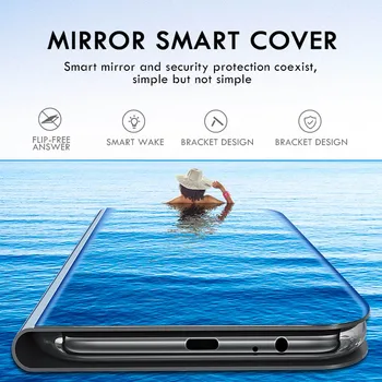 Prabangus Veidrodis Smart Flip Case For Xiaomi Redmi 9 Pastaba 9S 8 8T 7 6 Pro 6A 7A 10X K30 K20 Mi POCO X3 10 Lite 9T CC9E Padengti Coque