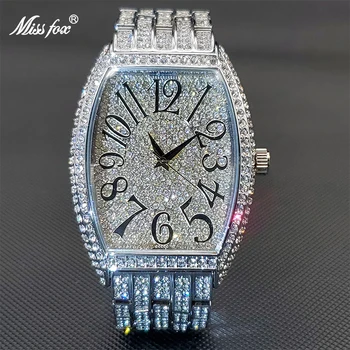 Reloj hip-hop con diamantes MISSFOX Populiariausių Markių 18K Aukso Ženevos Deimantų Žiūrėti relogio masculino prova dagua originalas