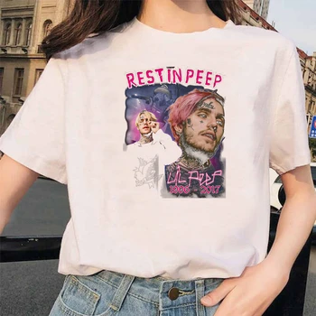 Reperis Lil Peep Marškinėliai Rap Hip-Hop LilPeep Mergina Marškinėlius Moterims Harajuku 90s korėjos Derliaus Tumblr T-shirt Grafinis Tee Viršūnes Moteris