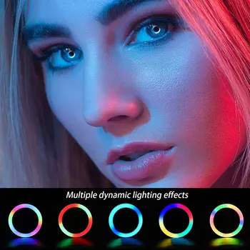 Selfie Įrašą RGB LED Šviesos Žiedas Žiedas daugkartinio Įkrovimo Baterija Išmaniojo telefono Kamera Apvalios Formos Apšvietimo Žiedai