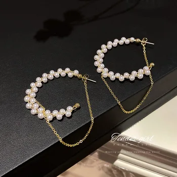 Sidabrinė adata mados paprasta asmenybė auskarai perlo auskaru temperamentas dizaino prasme moteriški auskarai