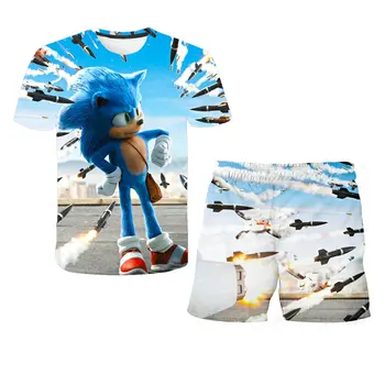Sonic Marškinėliai ir Šortai Tinka Vaikams Mergaitėms Viršūnes Tees Vaikų Drabužių Rinkiniai Berniukai Tshirts Berniukų Kelnės Kūdikių Drabužiai Mergaičių Marškiniai