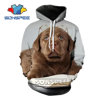 SONSPEE 3D Spausdinimo Šuniukas Šuo Labradoro Retriveris Aukso Hoodie Atsitiktinis Marškinėlius Streetwear Gyvūnų Moterų, Vyrų Plius Dydis Viršūnes Kailis