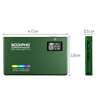 Soonpho Vaivorykštė Šviežių RGB 2500K-8500K Mini Vaizdo LED Šviesos Nešiojamų Visą Spalvų Šviesos Užpildyti Šviesos Fotoaparato Fotografavimo Studija