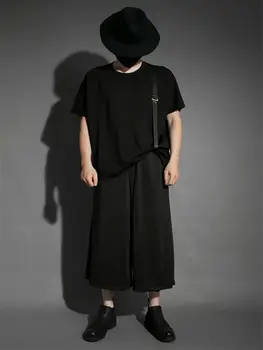 Tamsiai vėjo asmenybės vasaros dirželis dizaino šikšnosparnių rankovėmis prarasti atsitiktinis apvalios kaklo trumpomis rankovėmis T-shirt vyrai banga