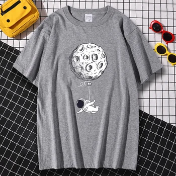 Tee Marškinėliai Plaukioja Astronautas Asmenybės Spaudinių Juokinga Drabužių Mens Animacinių filmų Atsitiktinis Streetwear Mados Kvėpuojantis Homme T-shirts