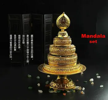 Tibeto Budizmas Altoriaus Mandala Manza Nustatyti Dėklas Paauksuotas Budistų, Siūlanti N