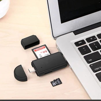 Tipas C+Micro-USB+USB 3 in 1 OTG Kortelių Skaitytuvas Didelės spartos USB2.0 Atminties Kortelių Skaitytuvas 