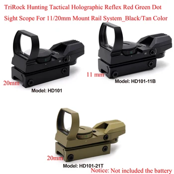 TriRock Medžioklės Taktinis Holografinis Reflex Regos Raudonos, Žalios Dot Akyse Apimtis 11/20mm Mount Geležinkelių System_Black/Tan Spalva