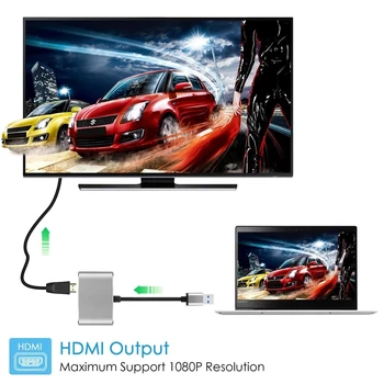 USB 3.0 HDMI VGA Adapteris HD 1080P Multi-Display Adapter 2 In1 USB į HDMI Konverteris Audio Video Kabelis Kompiuterio, HDTV, Box