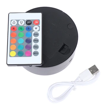 USB Kabelis Touch 3D LED Šviesos Turėtojo 7 Spalvų Spalvinga Šviesos Pagrindai Stalo Dekoras