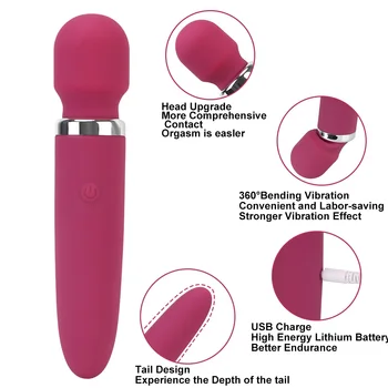 USB Įkrovimo Vibratorių 8 Režimai, Magic Wand Vibratoriai Sekso Žaislai Moterims, Moteriška Masturbator Antgalis Klitorio Stimuliatorius Erotika