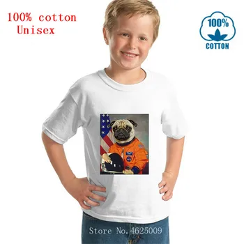 Vaikai Astronautas pug spaceX T-Shirt Vasaros Užsakymą Atsitiktinis Trumpas Rankovės Vyrų, Moterų, Berniukų, Mergaičių Marškinėliai Tees Vaikai Marškinėlius