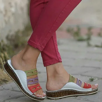 Vasaros sandalai moterims, 43 dydis mados paslysti ant butas batai moterų sporto sandalai lauko moterų pleištai šlepetės romos sandalai