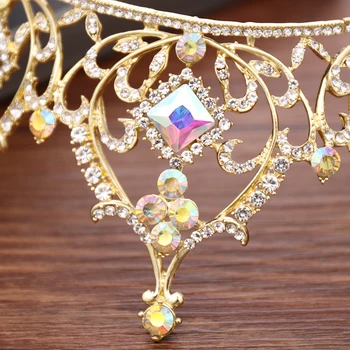 Vestuvių Nuotakos Kristalų Tiara Karūnos Princesė Vestuvių Plaukų Aksesuarų, Spalvinga Crystal Crown Už Nuotakos Galvos Papuošalai Apdaila