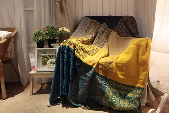 Viduržemio jūros Amerikos šeniliniai sofos pagalvėlės, Spalvingą Bohemijos Šeniliniai Plaids Sofa Didelis Cobertor Antklodė Su Kutas