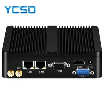 YCSD Ventiliatoriaus Mini PC Dual LAN Celeron J2900 J1900 WIFI USB Desktop Micro Htpc Nuc Ps Mini Kompiuteris 2*Gigabit LAN Windows 7 10