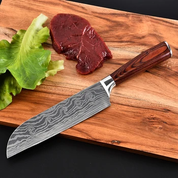 ZiCook Virtuvės Peiliai Lazerio Damaske Modelis Chef peilis Aštrus Santoku Pjaustymo Įrankis, Skutimo Peiliai priemonė Nauja