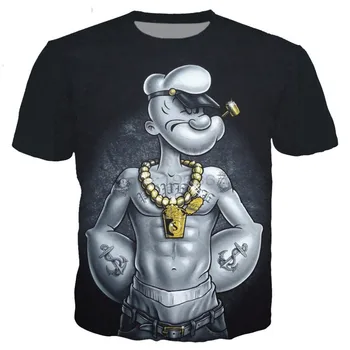Į 2021 Karšto Klasikinis Popeye T-shirt Vyrams Ir Moterims 3d spausdinami Seksualus Raumenų Vyrai T-shirt Hip-hop Atsitiktinis Vasarą Viršų