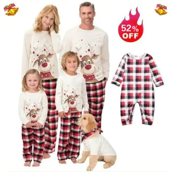 Šeimos Kalėdų Atitikimo Pižama Nustatyti Šeimos Sleepwear 2VNT Rinkiniai, Viršuje+Kelnės Vyrams, Moterims, Vaikams, Kūdikių Šeimos derinti Drabužius Kalėdos