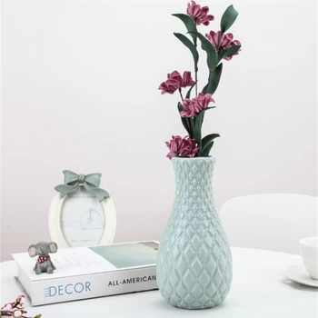 Šiaurės Plastikinių Gėlių Vaza Namų Puošybai Baltos Spalvos Imitacija Keramikos Vazonas Gėlių Krepšelis Šiuolaikinės Ornamentu Namų Dekoro