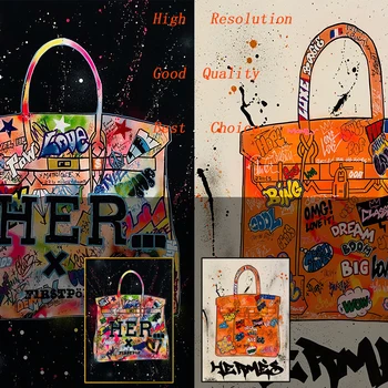 Šiuolaikinio abstraktaus grafiti menas mados maišelį drobės tapybos freskos plakatai ir spausdina Cuadros kambarį namo apdaila dažymas