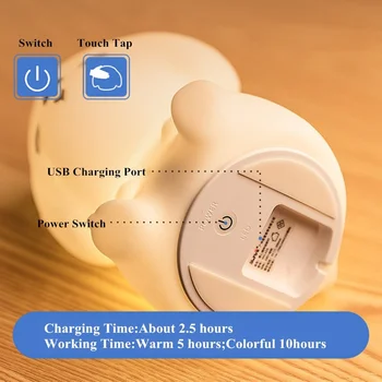 Šuo Naktį LED Šviesos Silikono Palieskite Jutiklį Nuotolinio Valdymo 16 Spalvų, šviesos srautą galima reguliuoti USB Įkrovimo Mažylis Lempa Vaikams Kūdikių Dovanų