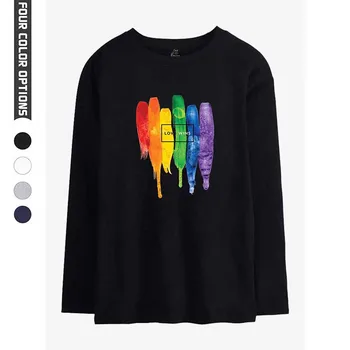 Žmogaus Meilė Laimi LGBT Lesbietės Gėjų Vaivorykštės marškinėliai Mados Vyrai Moterys Tee Marškinėliai Topai O-kaklo, ilgomis Rankovėmis marškinėliai Susagstomi megztiniai 4XL