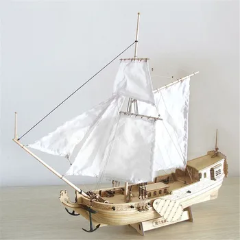 1 Set Surinkimas Statybos Rinkiniai Laivo Modelį, Medinės Plaukti Laivu Žaislai Buriavimo Modelis Sumontuoti Mediniai Rinkinys 