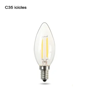 10VNT LED filamento de la bombilla de luz con forma de vela E14 220V 2W 4W 6W Vintage 