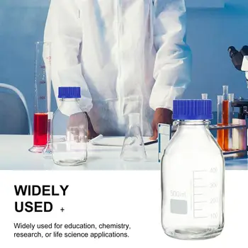 1Pc 500ml Stiklo Cheminio Reagento Buteliuką Laboratorinis Mėginys Sandarinimo Butelis su Kalibravimo (Įvairių Spalvų)