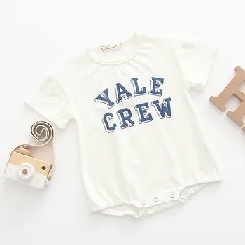 2019 m. Vasarą didžiosiomis Raidėmis Modelio Medvilnės Romper Kūdikių Kūdikių Berniukų, Mergaičių trumparankoviai Rūbeliai T-Shirt Roupas De Bebe Menina