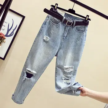 2020 nauja rudens ir žiemos naujas mados atsitiktinis džinsai, kelnės, moteriški džinsai aukšto juosmens džinsai su skylėmis, plius dydis džinsai mama