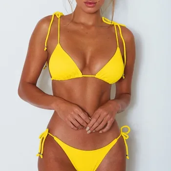 2020 Naujas Seksualus Maudymosi Kostiumėlį Moteris Mini Bikini Komplektas Thong Micro Apynasrio Trikampis Liemenėlė Nustatyti 2 Gabalas Push Up Balta Mėlyna Oranžinė Rožinė Geltona