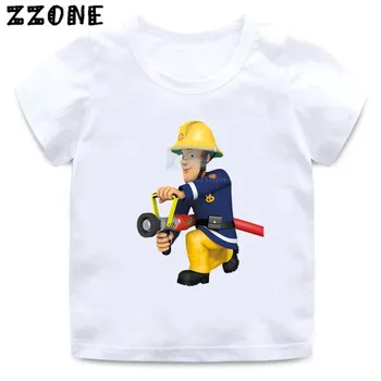 2020 Naujas Vasaros Kūdikių Berniukų marškinėliai Gaisrininkas Sam Animacinių filmų Spausdinimo Vaikų Marškinėliai Juokinga Ugniagesiai Vaikų Mergaičių Viršūnes Drabužius,HKP2450