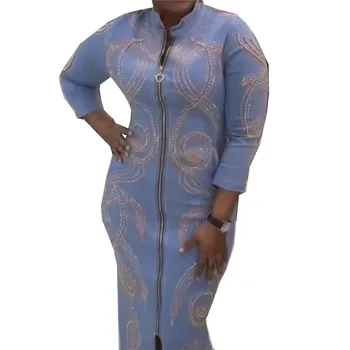 2021 Elastinga Džinsinio Ilgas, Maxi Suknelė Afrikos Suknelės Moterims Zawalcowany Afrikos Drabužius Afrikos Suknelė Afrikos Drabužiai Moterims