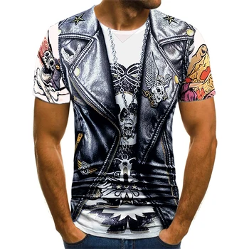 2021 Vasaros 3D Spausdinimo Striukė Tiktų Netikras Modelis T-Shirt Mados Tendencija Juokingas Berniukas Asmenybės Atsitiktinis Marškinėliai, vyriški T-Shirt