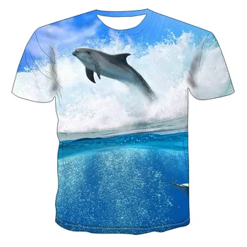 2021 vėliau kaip Delfinų fantazijos atspausdintas T-shirt vyriški laisvalaikio, žvejybos, T-marškinėliai, 3D spausdinimas O-kaklo plius dydis streetwear