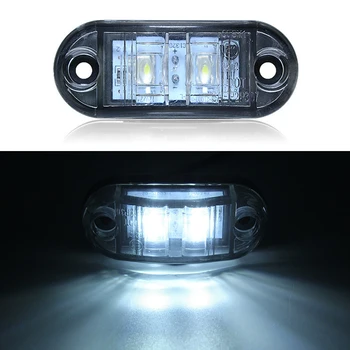 2vnt Įspėjamoji Lemputė LED Diodų Šviesa Ovalo formos Patvirtinimo Priekabos Sunkvežimių Baltas LED Šoninis Gabaritinis Žibintas 12V Sunkvežimių Reikmenys Vandeniui