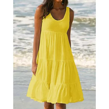 3#Moteriški Atostogų Vasarą Kietas Atsitiktinis maxi suknelės moterims vasaros suknelės Rankovių Šalies Paplūdimys Suknelė Vestidos Mujer Verano
