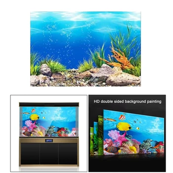 3D Akvariumas Kraštovaizdžio Plakatas Žuvų Bakas Fone Tapybos Lipdukas dvipusis Vandenyno Jūros Augalų Fone Akvariumo Apdaila