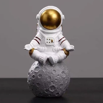 3D Astronautas Figūrėlės Namų Meno Apdailos Dervos Amatų Mėnulis Miniatiūros Statulos Planetos Dekoro Vaikų Kambario Dovanos Teminius Šalis