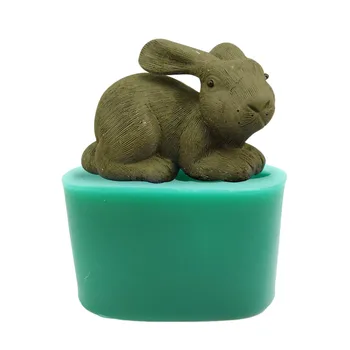 3D Triušis Silikono Formų Skirti Tortas Dekoravimo Easter Bunny Priėmimo Forma, Gyvūnų Formos Gipso Dervos Pelėsių Desertas Kepimo Formą